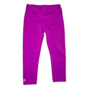 Athleta XS Athletic Yoga Crop Pants Pink Purple Bright Pull On Stretch Leggings